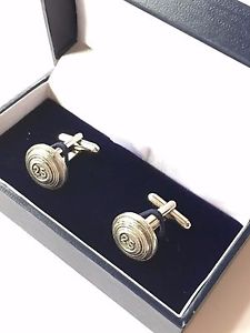 【貨物輸送無料】メンズ添え物― クレーピジョンハンドメイドピューターカフリンクスボックスclay pigeon clays hand made pewter cufflinks n286 gift boxed