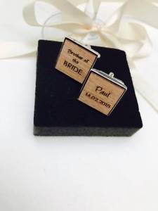 【貨物輸送無料】メンズ付属物― パーソナライズカフスボタンビンテージpersonalised engraved square wooden cufflinks groom, groomsmen, gift, vintage,