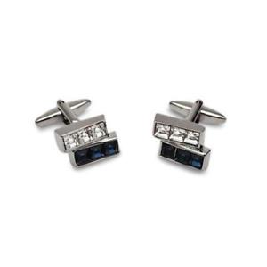 【送料無料】メンズアクセサリ&mdash;　バーカフリンクスtwo bar blue crystals cufflinks｜hokushin