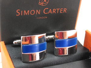 【送料無料】メンズアクセサリ&mdash;　サイモンカーターカフリンクスsimon carter gents blue cats eye cufflinks amp; boxed｜hokushin