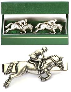 【送料無料】メンズアクセサリ&mdash;　カフリンクスタイクリップバースライドメンズeventing cufflinks amp; tie clip bar slide mens set horse show jumping gift｜hokushin