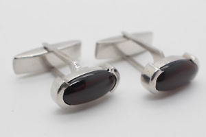 【送料無料】メンズアクセサリ— スターリングシルバーガラスメンズカフスボタンカフリンクススタンプsterling silver and deep red glass oval mens cufflinks cuff links stamped 925|hokushin