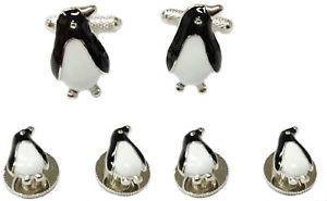 【送料無料】メンズアクセサリ&mdash;　ボックスペンギンカフスボタンシャツスタッドpenguin cufflinks and shirt stud set in gift box｜hokushin