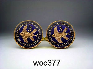 【送料無料】メンズアクセサリ&mdash;　キプロスエナメルコインカフスボタンミルアート1955 cyprus enamelled coin cufflinks 3 mils art flying fish｜hokushin