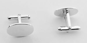 【送料無料】メンズアクセサリ— スターリングシルバーカフスボタンパーソナライズ925 sterling silver oval shaped plain cufflinks suitable to personalized engrave|hokushin