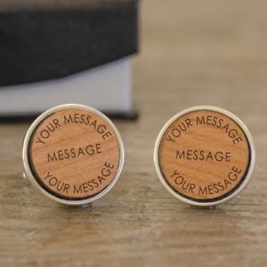 【送料無料】メンズアクセサリ&mdash;　メッセージパーソナライズカフリンクスany message personalised wooden cufflinks｜hokushin