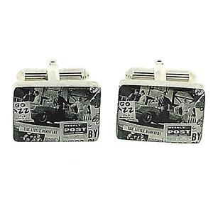 【送料無料】メンズアクセサリ&mdash;　トーマスブラウンボックスカフリンクスthomas brown gents spaper clippings silvertone cufflinks in gift box｜hokushin