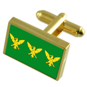 【送料無料】メンズアクセサリ&mdash;　イングランドゴールドフラッグカフスボタンボックスcaernarfonshire county england gold flag cufflinks engraved box｜hokushin