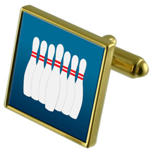 【送料無料】メンズアクセサリ— ボウリングピンカフスボタンクリスタルタイクリップセットbowling pins goldtone cufflinks crystal tie clip gift set|hokushin