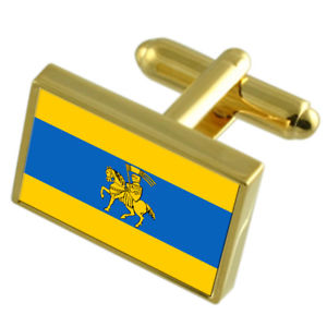 【送料無料】メンズアクセサリ&mdash;　シュヴェリーンドイツゴールドフラッグカフスボタンボックスschwerin city germany gold flag cufflinks engraved box｜hokushin 17,235円
