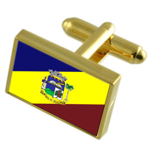 【送料無料】メンズアクセサリ―　リオデジャネイロゴールドフラッグカフスボタンボックスオンpaty do alferes city rio de janeiro state gold flag cufflinks engraved box