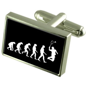 【送料無料】メンズアクセサリ―　バドミントンスポーツカフスボタンクリスタルタイクリップバーevolution ape to man badminton sport cufflinks crystal tie clip bar engraved 16,775円