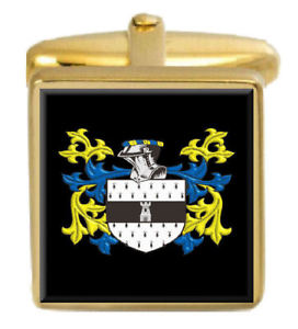 【送料無料】メンズアクセサリ―　イングランドカフスボタンボックスコートhills england family crest surname coat of arms gold cufflinks engraved box