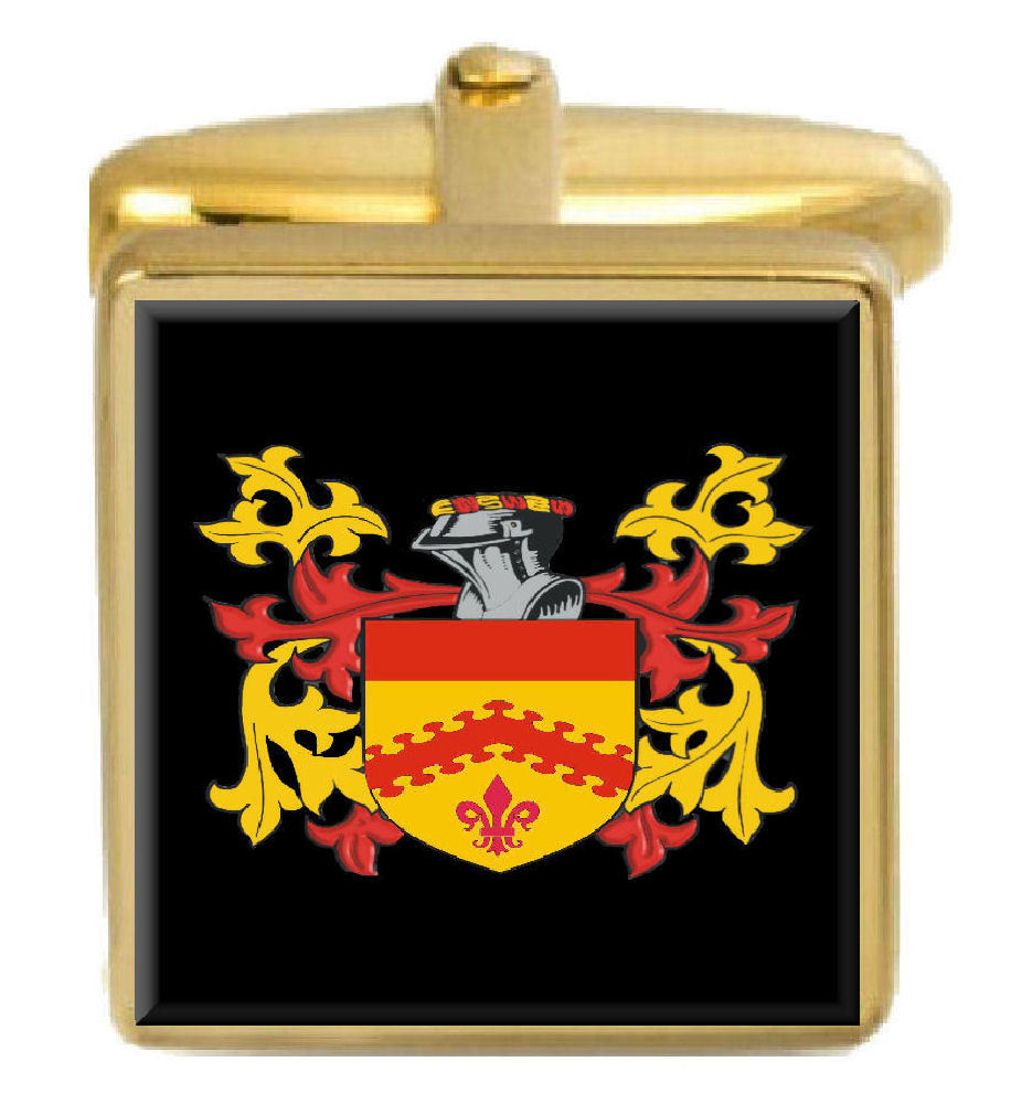 【送料無料】メンズアクセサリ―　イギリスカフスボタンボックスコートvynall england family crest surname coat of arms gold cufflinks engraved box