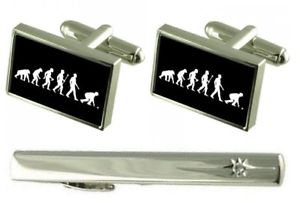 【送料無料】メンズアクセサリ―　タイクリップボウルカフスボタンgift set tie clip evolution ape to man bowls cufflinks