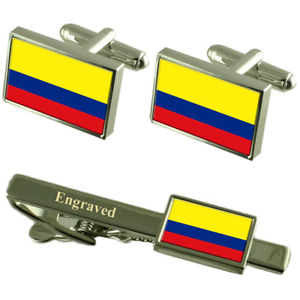 【送料無料】メンズアクセサリ&mdash;　コロンビアカフスボタンタイクリップマッチングボックスcolombia flag cufflinks engraved tie clip matching box set｜hokushin
