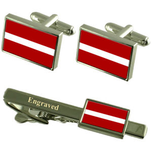 【送料無料】メンズアクセサリ―　ラトビアカフスボタンタイクリップマッチングボックスlatvia flag cufflinks engraved tie clip matching box set
