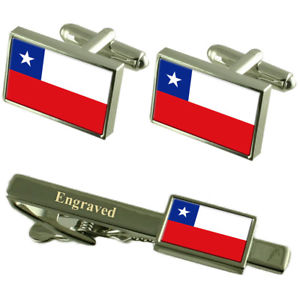 【送料無料】メンズアクセサリ―　チリカフスボタンタイクリップマッチングボックスchile flag cufflinks engraved tie clip matching box set 17,005円