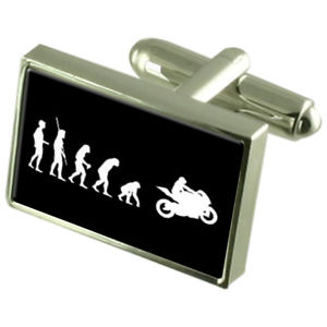 【送料無料】メンズアクセサリ―　バイクカフスボタンクリスタルタイクリップバーボックスevolution ape to man motorbike cufflinks crystal tie clip bar box set engraved