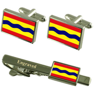 【送料無料】メンズアクセサリ―　フラグカフスボタンタイクリップマッチングボックスoverijssel flag cufflinks engraved tie clip matching box set