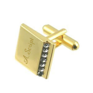 【送料無料】メンズアクセサリ―　メッセージボックスカフリンクスgoldtone engraved crystal cufflinks in message box