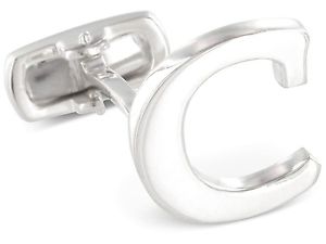 【貨物輸送無料】メンズ添え物― シルバーソリッドbrooke cufflink letter initial c  silver solid [インチ no p