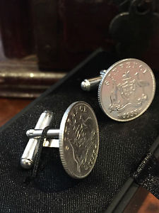 【貨物輸送無料】メンズ佩び物― オーストラリア連邦6ペンススターリングカフスリンクchoose the year  australian silver sixpence  sterling silver cuff links