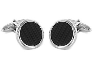 【貨物輸送無料】メンズ添え物― grom折り返し繋がりcarbongrom cuff links carbon round