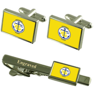 【送料無料】メンズアクセサリ―　アンカレッジアメリカカフスボタンタイクリップセットanchorage city usa flag cufflinks engraved tie clip set