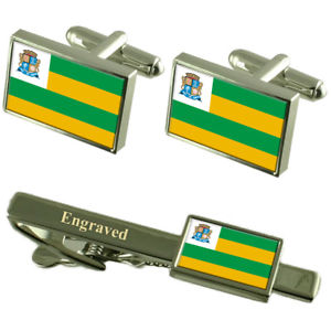 【送料無料】メンズアクセサリ&mdash;　アラカジュブラジルカフスボタンタイクリップセットaracaju city brazil flag cufflinks engraved tie clip set｜hokushin
