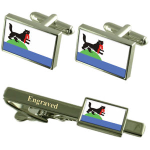 【送料無料】メンズアクセサリ&mdash;　イルクーツクロシアカフスボタンタイクリップセットirkutsk city russia flag cufflinks engraved tie clip set｜hokushin 17,505円