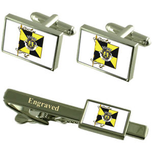 【送料無料】メンズアクセサリ―　ポルトガルカフスボタンタイクリップセットloures city portugal flag cufflinks engraved tie clip set