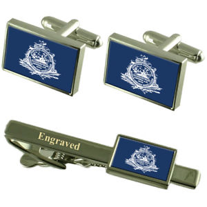 【送料無料】メンズアクセサリ―　チャールストンusaフラグカフスリンクネクタイピンセットcharleston city usa flag cufflinks engraved tie clip set