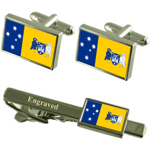 【送料無料】メンズアクセサリ―　キャンベラオーストラリアカフスボタンタイクリップセットcanberra city australia flag cufflinks engraved tie clip set