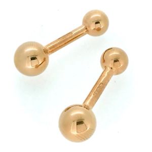 【貨物輸送無料】メンズ佩び物― バーベルカフスボタンレッドローズゴールドスターリングシルバーボールbarbell cufflinks hallmarked 18コンピュータ断層撮影法 red rose gold plated sterling silverball