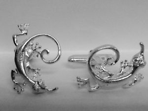 【貨物輸送無料】メンズ佩び物― スターリングシルバーカフスボタン925 sterling silver geko cufflinks made インチ england