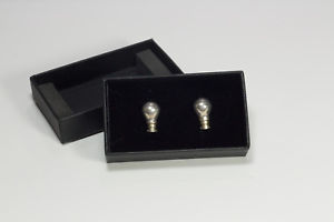 【貨物輸送無料】メンズ付属物― ビンテージスターリングシルバーカフスボタンロンドンvintage sterling silver hallmarked novelty light bulb cufflinks london 1998