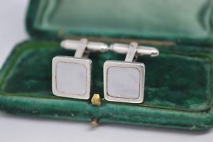 【貨物輸送無料】メンズ佩び物― ビンテージスターリングロンドンリンクカフリンクスvintage sterling silver cufflinks with mother of pearl by links of london b595