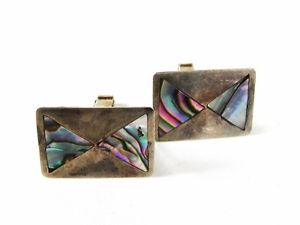 【貨物輸送無料】メンズ佩び物― メキシコスターリングシルバーアワビカフスボタンノーブランドmexican sterling silver amp; abalone cufflinks unbranded 41416a