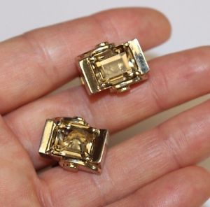 【貨物輸送無料】メンズ佩び物― ミッドセンチュリースターリングシルバースモーキークオーツカフリンクス1960s mid century ultra modern sterling silver smoky quartz cufflinks geometric