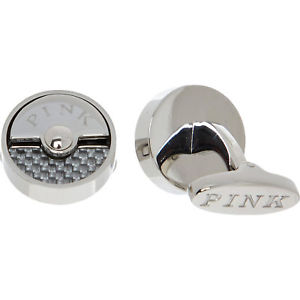 【貨物輸送無料】メンズ佩び物― トーマスピンクメンズシルバーラウンドカフリンクスボックスthomas pink mens silver tone round cufflinks, gift boxed