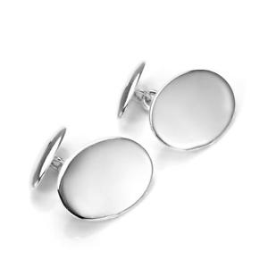 【貨物輸送無料】メンズ付属物― スターリングシルバープレーンオーバルチェーンカフリンクス925 sterling silver plain oval chain cufflinks