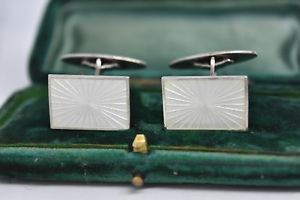 【貨物輸送無料】メンズ佩び物― ビンテージスターリングシルバーホワイトエナメルデザインカフリンクスvintage sterling silver cufflinks with a white enamel design b912