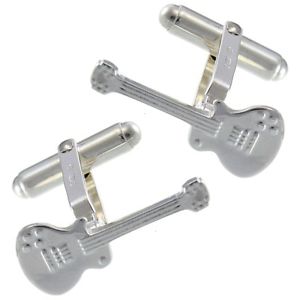 【貨物輸送無料】メンズ付属物― ギターカフスボタンメンズミュージカルsterling silver guitar cufflinks  mens musical gift