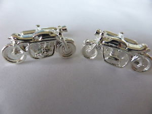【貨物輸送無料】メンズ佩び物― スターリングシルバーレーシングバイクロイヤルエンフィールドカフスボタンsterling silver racing motorbike royal enfield swivel cufflinks uk made