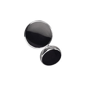 【貨物輸送無料】メンズ佩び物― スターリングシルバーダブルオニキスラウンドチェーンリンクカフリンクスsterling silver double onyx round chainlink cufflinks