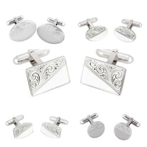 【貨物輸送無料】メンズ佩び物― ハンドメイドカフリンクススターリングシルバースクエアカフリンクスhandmade engraved cufflinks sterling silver 925 oval rectangle square cufflinks
