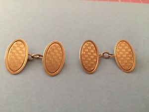 【送料無料】メンズアクセサリ―　アンティークゴールドエンジンオンチェーンリンクカフスボタンantique 9ct gold gents engine turned chain link cufflinks, lond 1925, 471,gms,