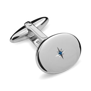 【送料無料】メンズアクセサリ―　スターリングシルバーサファイアオーバルカフスボタン sterling silver sapphire oval cufflinks boxed