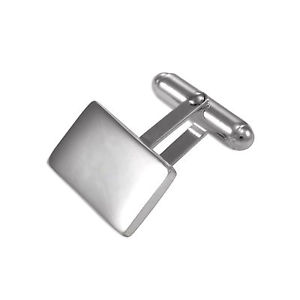 【送料無料】メンズアクセサリ―　スターリングシルバーシンプルカフスボタンパーソナライズsterling silver plain rectangular cufflinks engravable personalise gents gift